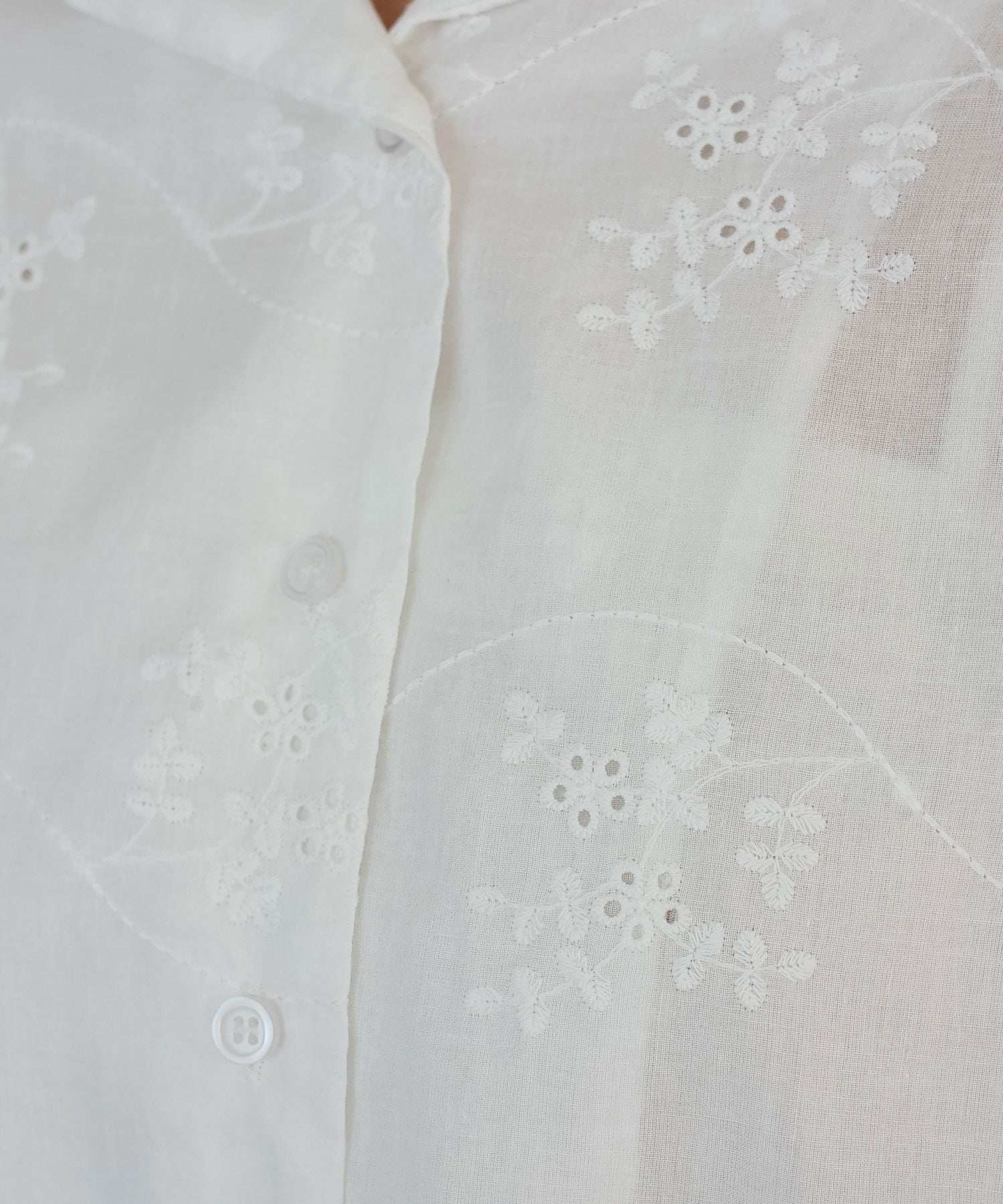 ノールール ノーライン No Rule No Line コットンフラワーエンブロイダリーレースシャツ (WHITE) WHITE