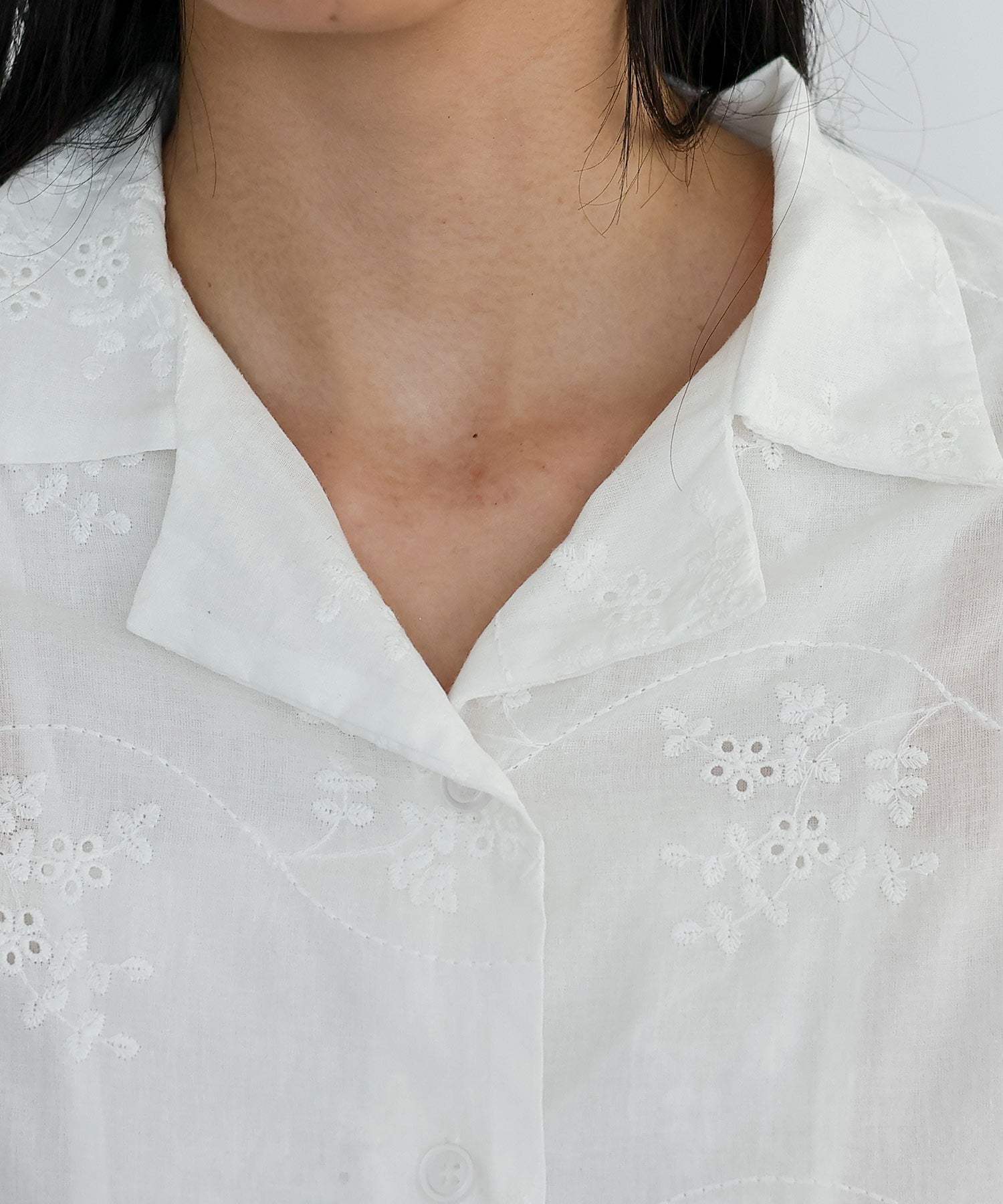 ノールール ノーライン No Rule No Line コットンフラワーエンブロイダリーレースシャツ (WHITE) WHITE