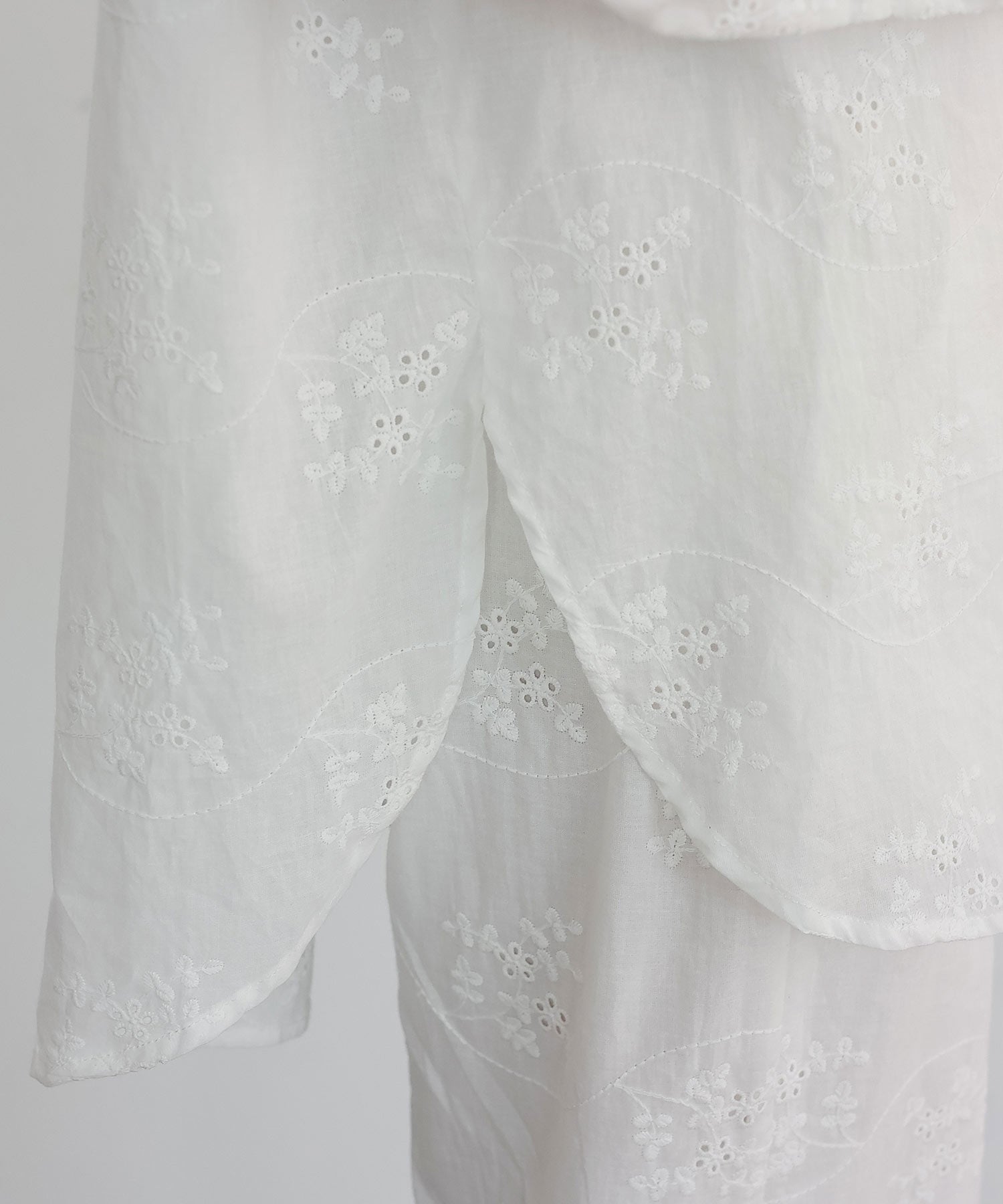 ノールール ノーライン No Rule No Line コットンフラワーエンブロイダリーレースシャツ (WHITE) WHITE