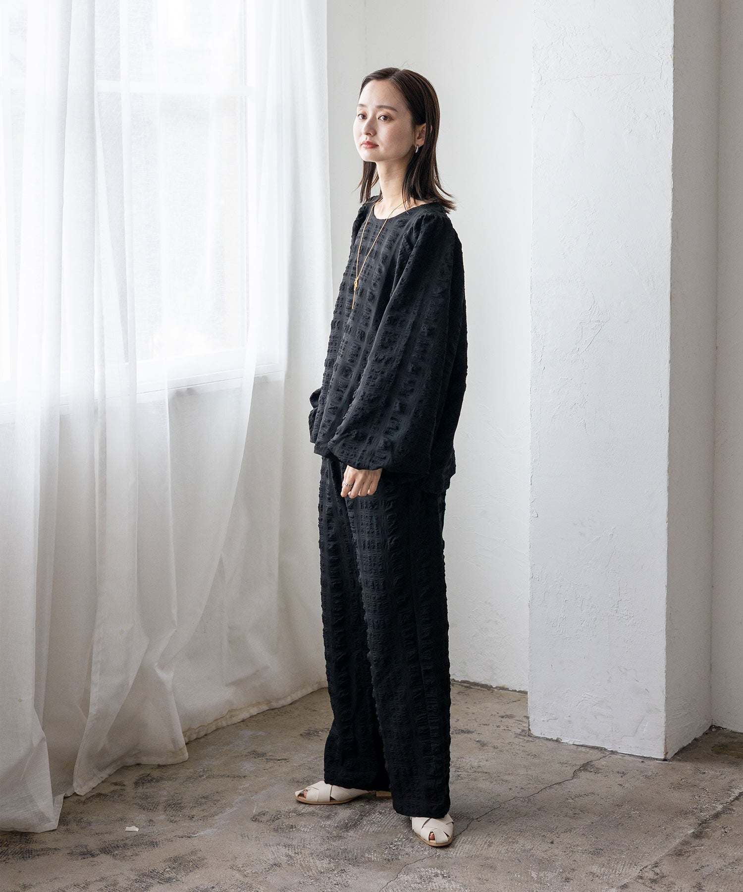 ノールール ノーライン No Rule No Line ボリュームスリーブブラウス (BLACK) BLACK