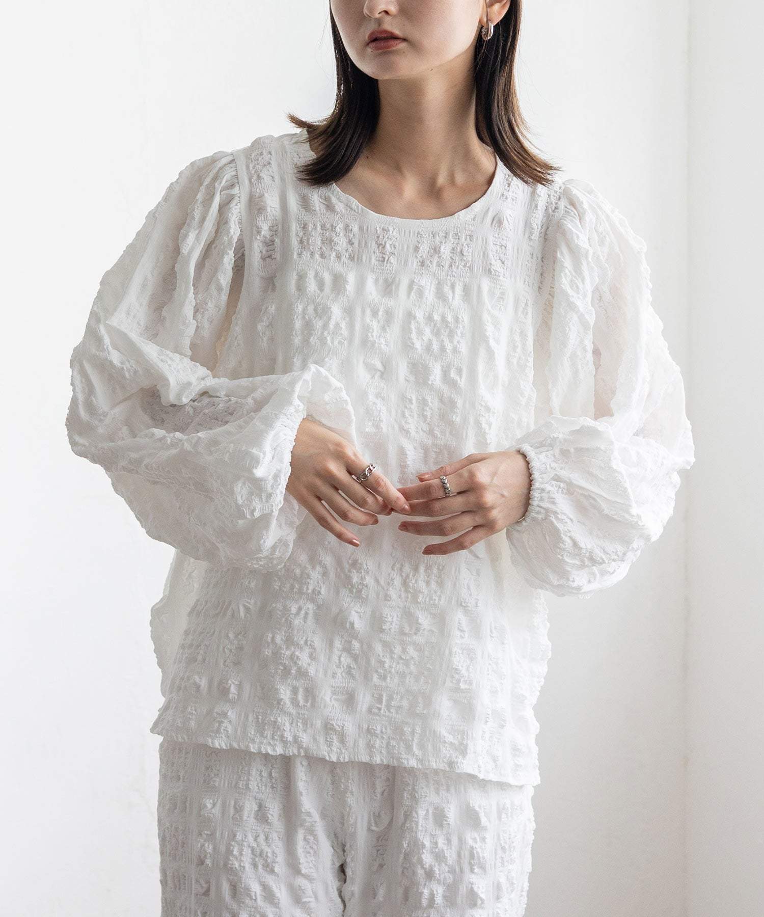 ノールール ノーライン No Rule No Line ボリュームスリーブブラウス (WHITE) WHITE