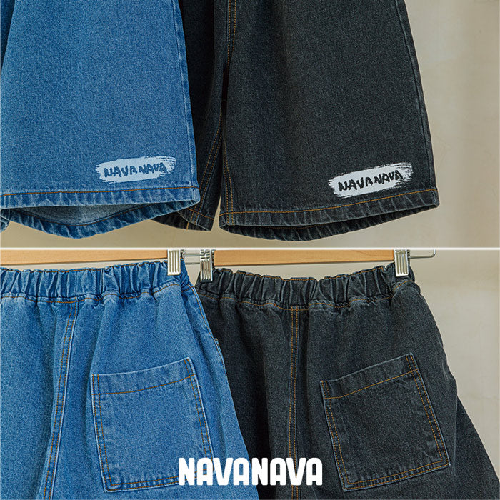 ナバナバ NAVANAVA デニムハーフパンツ (ブラック) ブラック