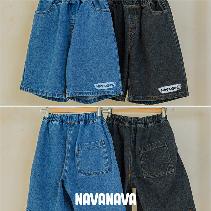 ナバナバ NAVANAVA デニムハーフパンツ (ブラック) ブラック