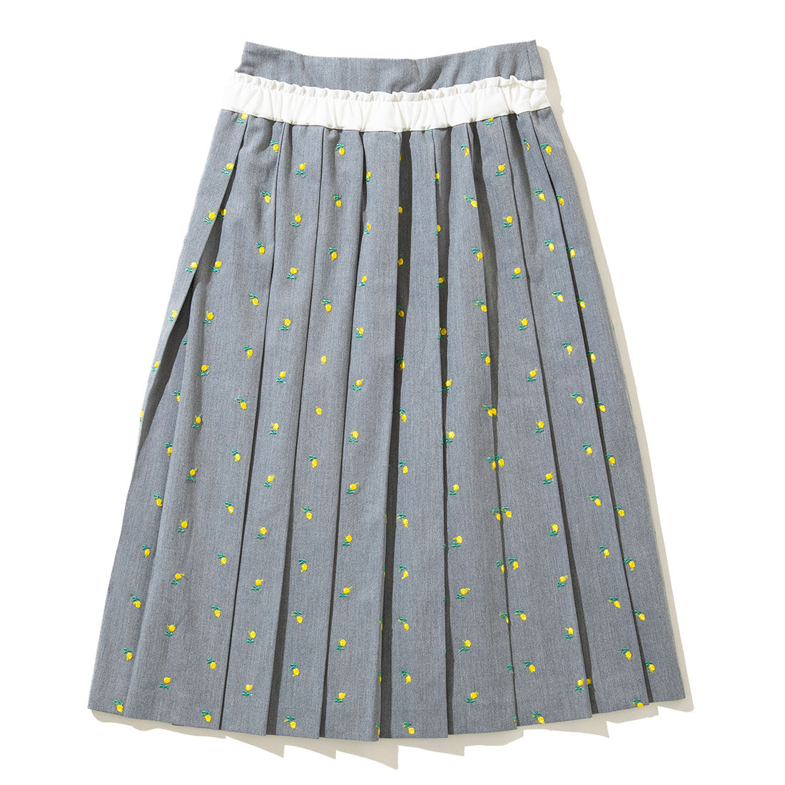 ナオキトミヅカ naokitomizuka フラワー エンブロイダリー プリーツスカート(Flower embroidery pleated skirt) (l.gray) l.gray