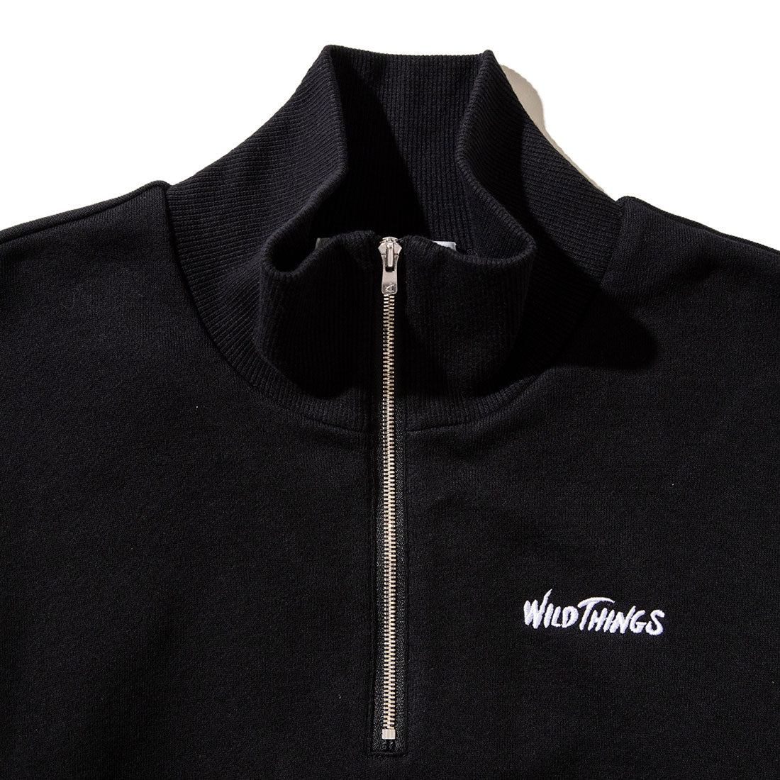 ナオキトミヅカ naokitomizuka ワイルドシングス ハーフジップ フリル スウェットシャツ(WILD THINGS Half zip ruffled sweat shirt) (black) black