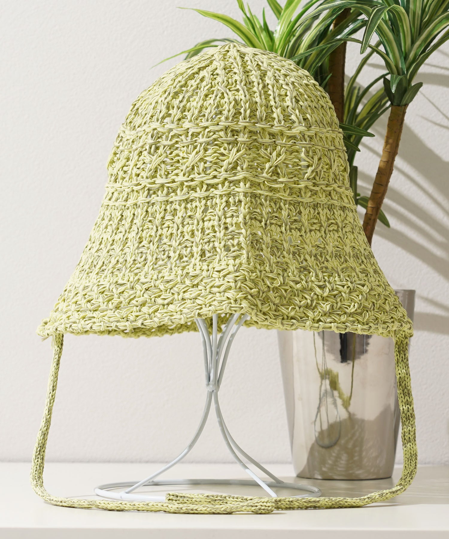 ワンフォークロージング 1111clothing リボン付き クロシェハット (GREEN) GREEN