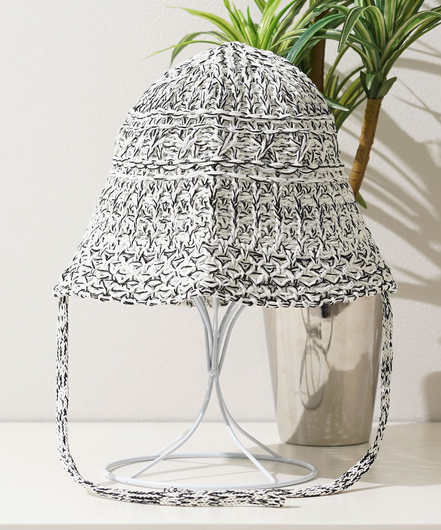 ワンフォークロージング 1111clothing リボン付き クロシェハット (WHITE) WHITE