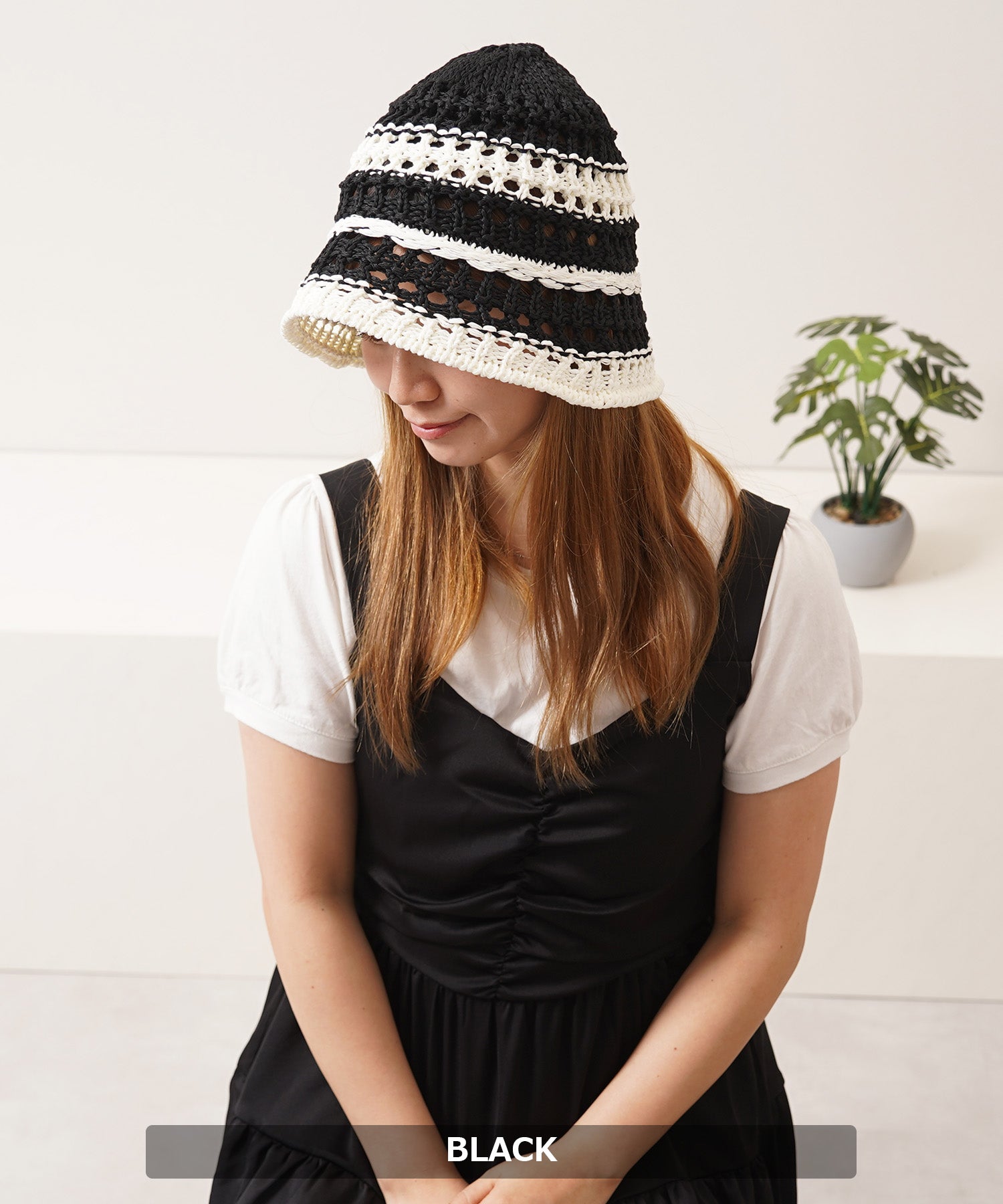 ワンフォークロージング 1111clothing ボーダー クロシェハット (ORANGE) ORANGE