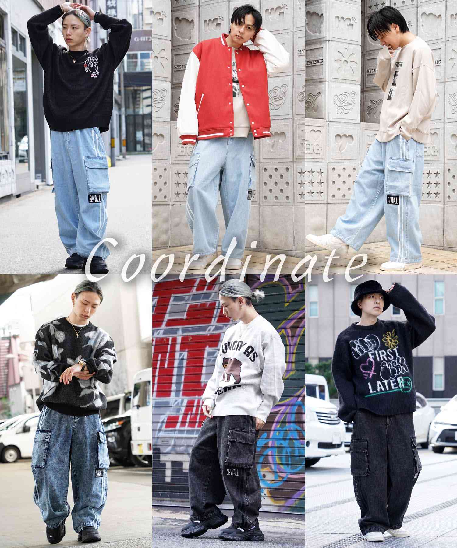 ワンフォークロージング 1111clothing ◆バルーンカーゴ ラインパンツ◆ オーバーサイズ デニム カーゴ パンツ メンズ ワイドデニム カーゴパンツ レディース ワイドパンツ カーゴデニム