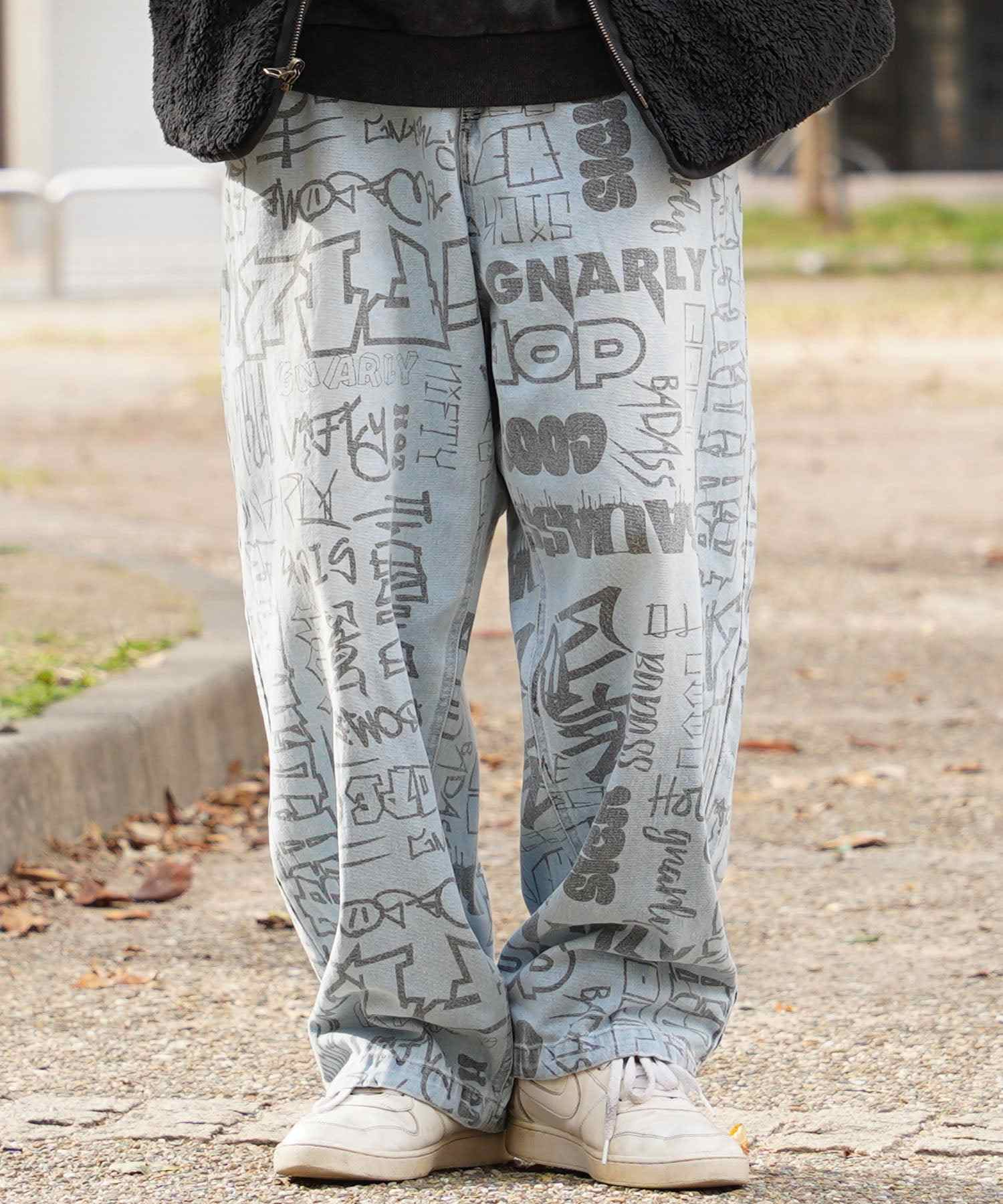One Fork Closing 1111clothing ◇Graffiti Art Wide Denim Pants