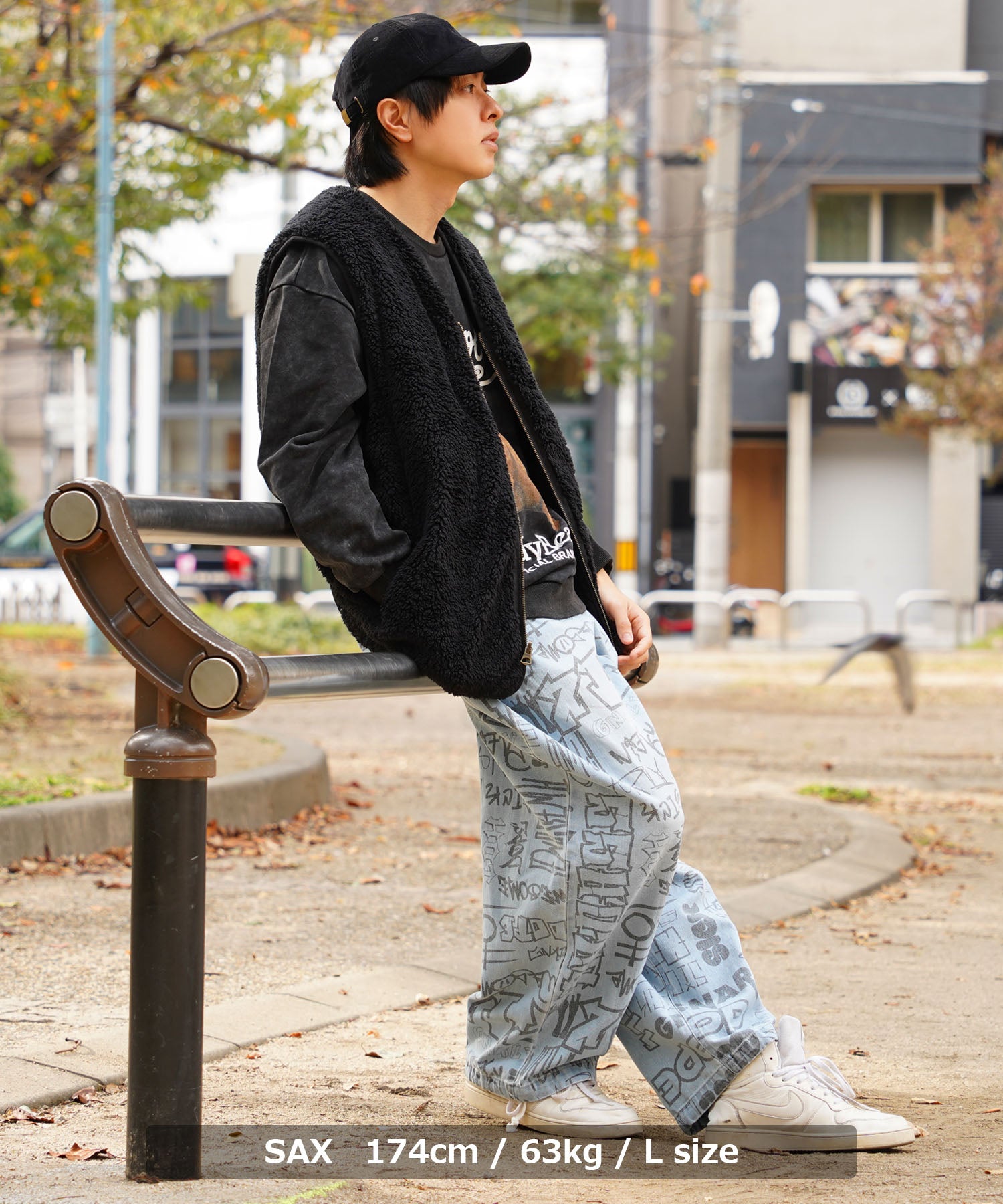 ワンフォークロージング 1111clothing ◆グラフィティアート ワイドデニムパンツ◆ デニム ワイドパンツ メンズ ゆったり デニムパンツ レディース バギーパンツ グラフィティ 文字 総柄 ジーンズ