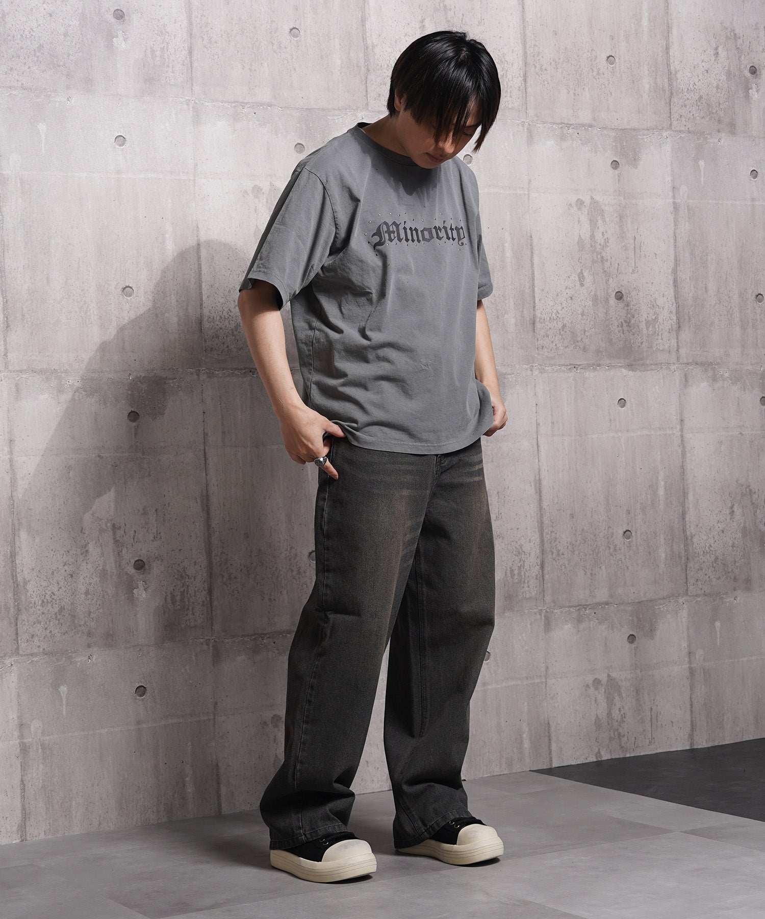 ワンフォークロージング 1111clothing 12ozデニム オーバーダイ バギーパンツ (BLUE) BLUE