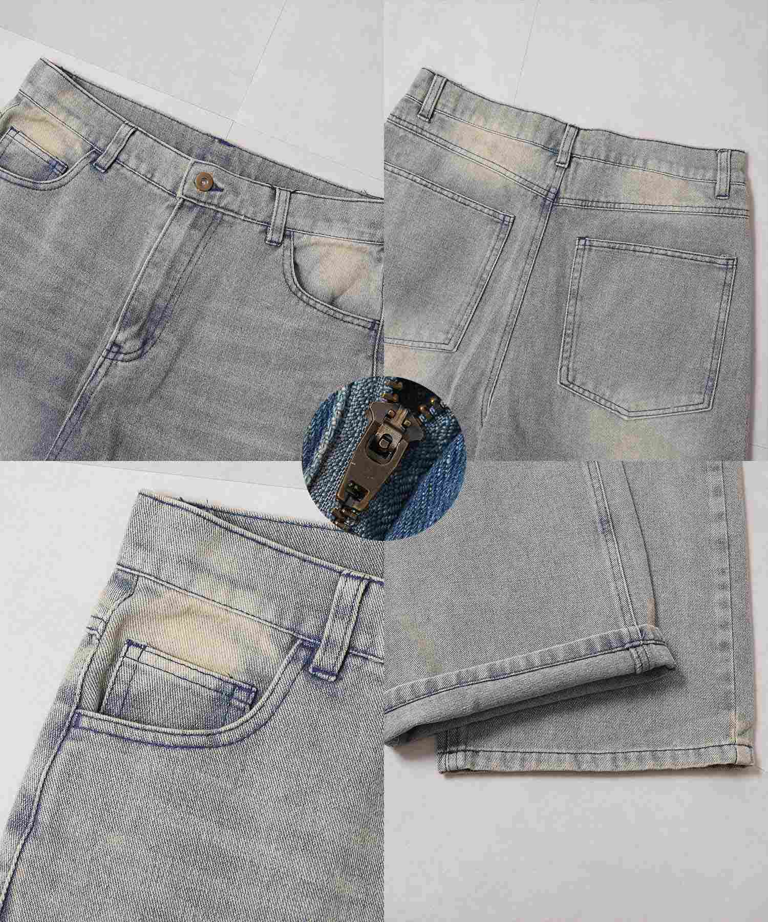 ワンフォークロージング 1111clothing 12ozデニム オーバーダイ バギーパンツ (BLUE) BLUE