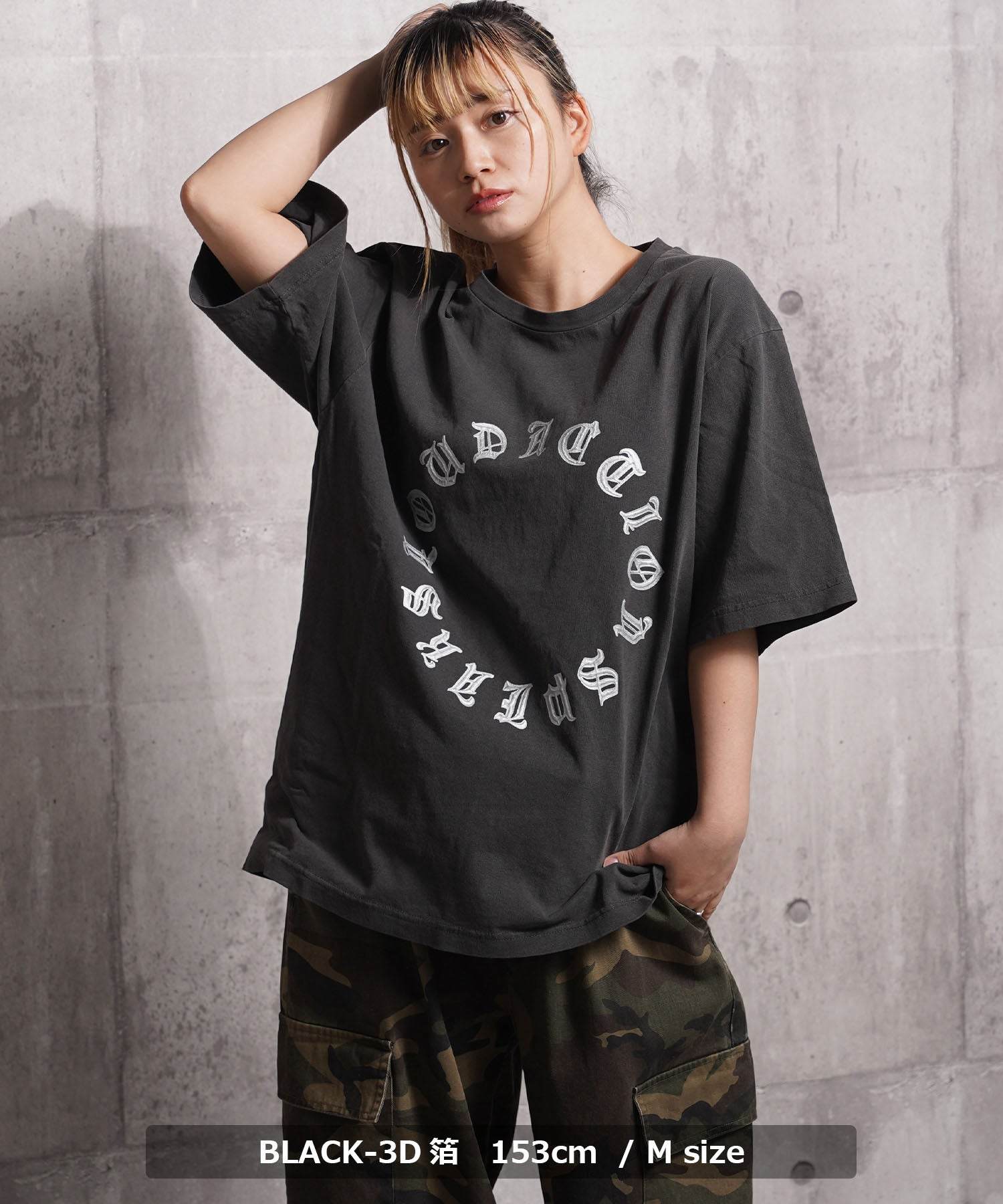 ワンフォークロージング 1111clothing アソートデザイン ピグメントTシャツ (BLACK-スタッズ) BLACK-スタッズ