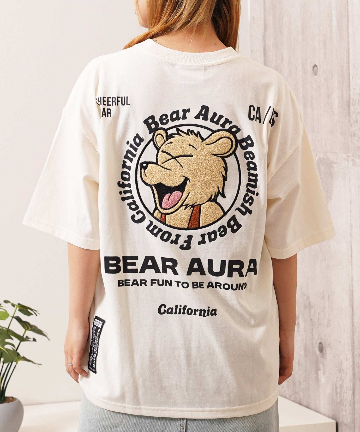 ワンフォークロージング 1111clothing BEARサガラ刺繍 ビッグTシャツ (O.WHITE) O.WHITE