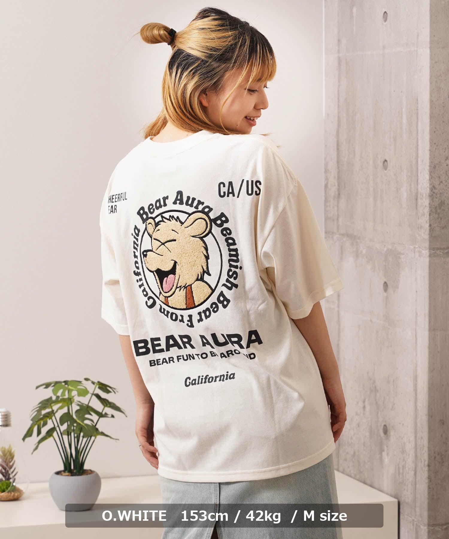 ワンフォークロージング 1111clothing BEARサガラ刺繍 ビッグTシャツ (O.WHITE) O.WHITE