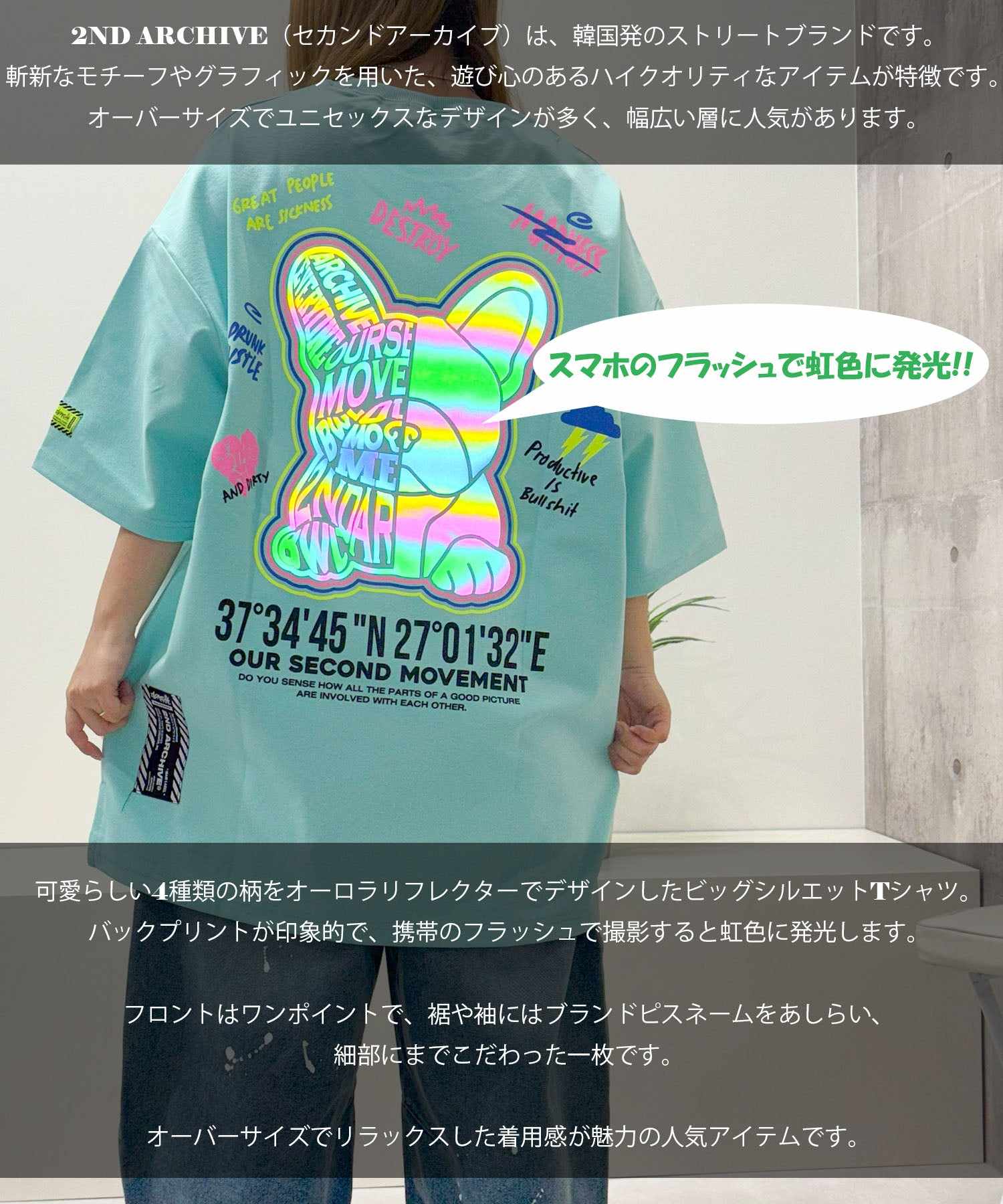 ワンフォークロージング 1111clothing 2nd ARCHIVE リフレクター Tee (C-black) C-black