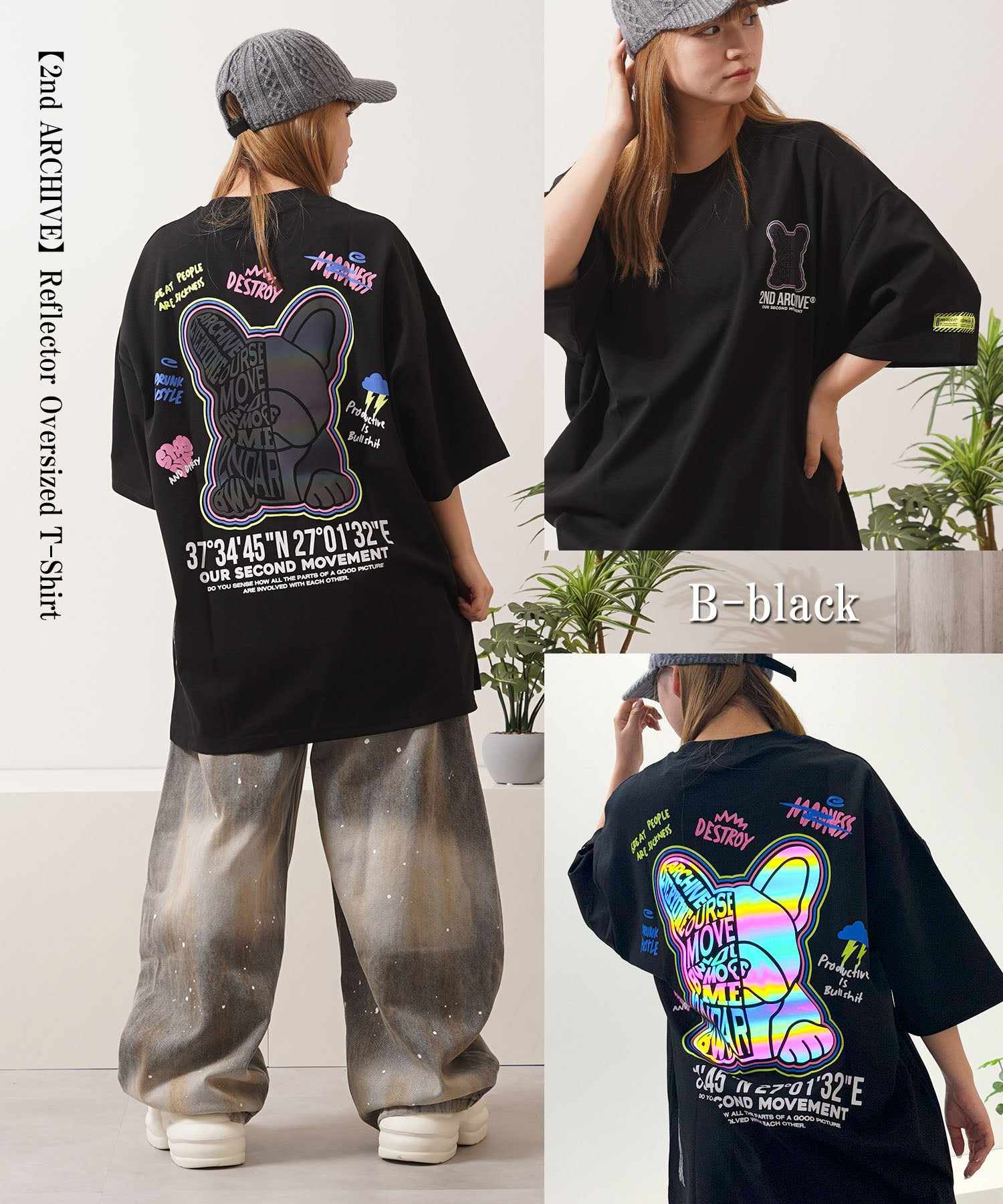 ワンフォークロージング 1111clothing 2nd ARCHIVE リフレクター Tee (C-black) C-black