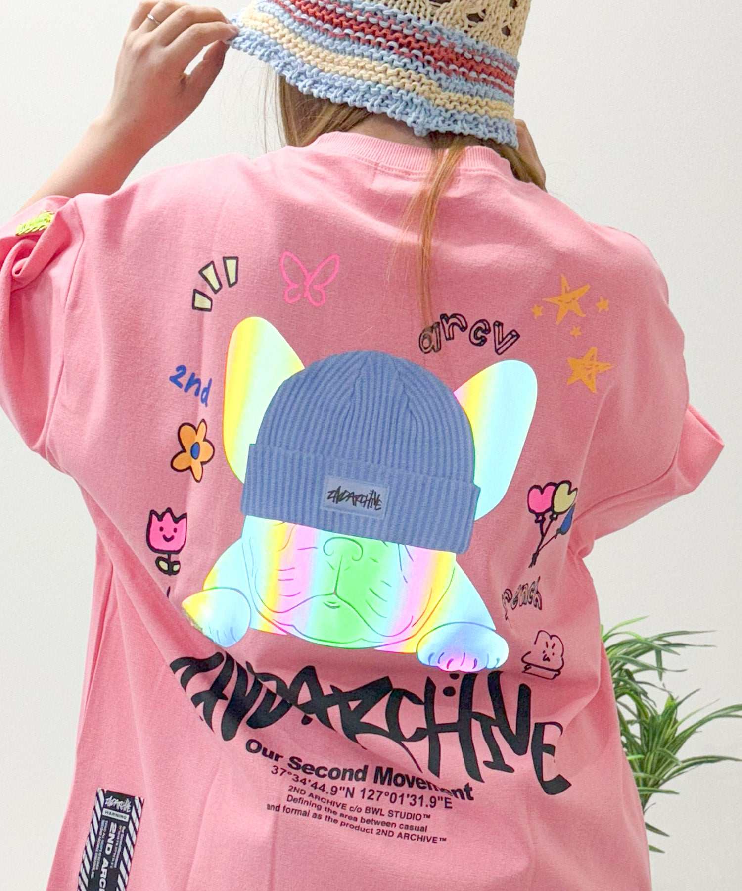 ワンフォークロージング 1111clothing 2nd ARCHIVE リフレクター Tee (D-pink) D-pink