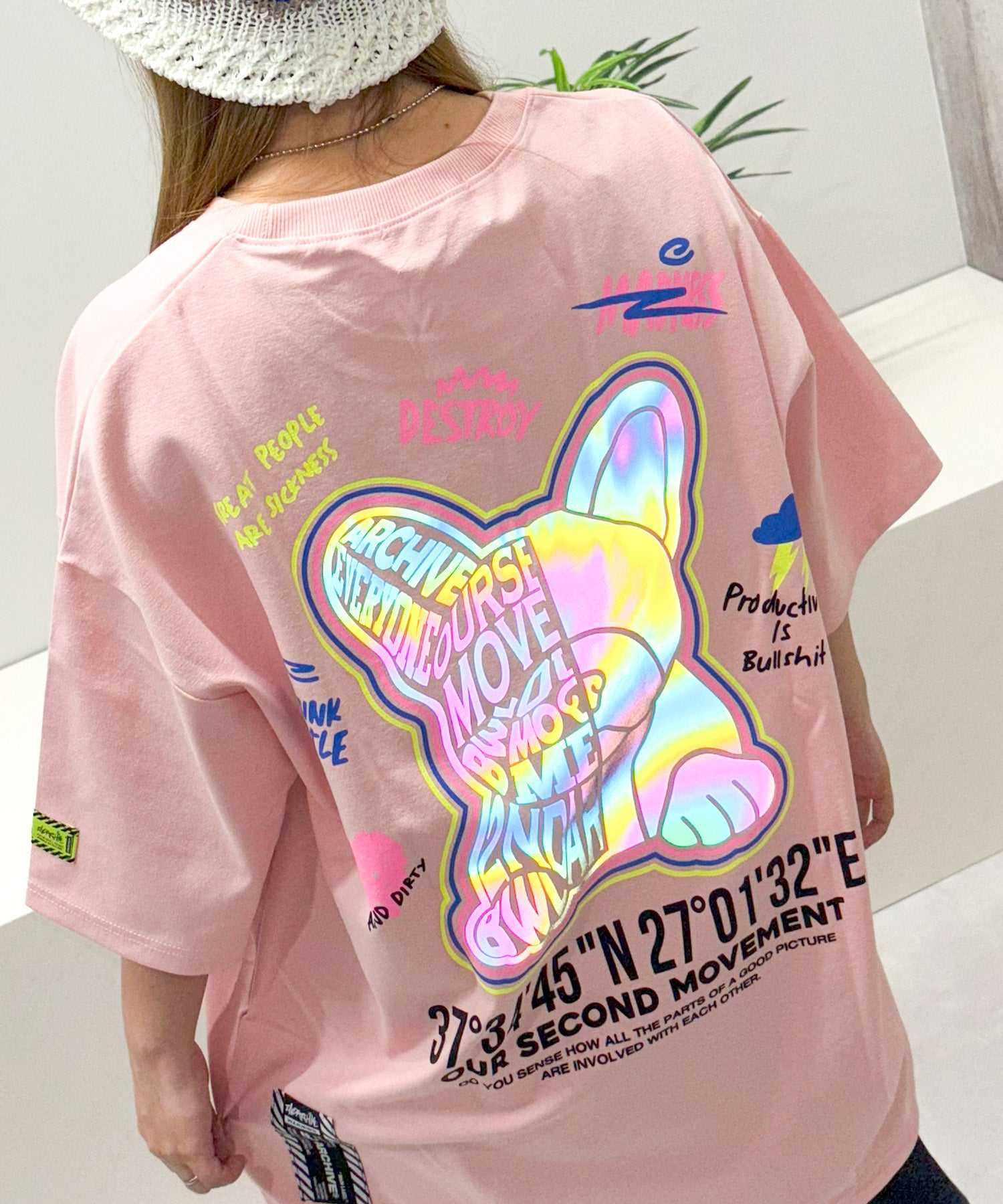 ワンフォークロージング 1111clothing 2nd ARCHIVE リフレクター Tee (B-light pink) B-light pink