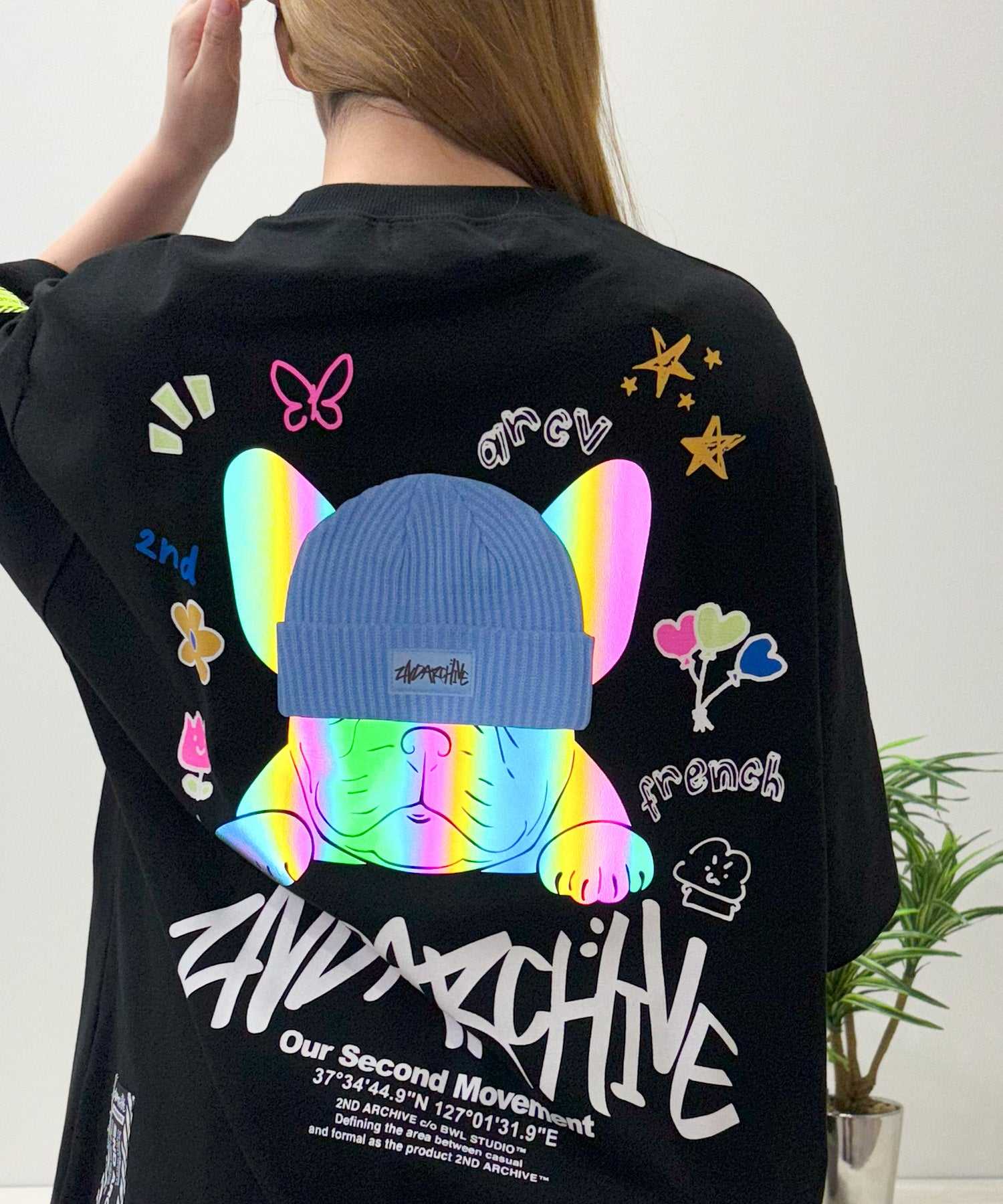 ワンフォークロージング 1111clothing 2nd ARCHIVE リフレクター Tee (D-black) D-black