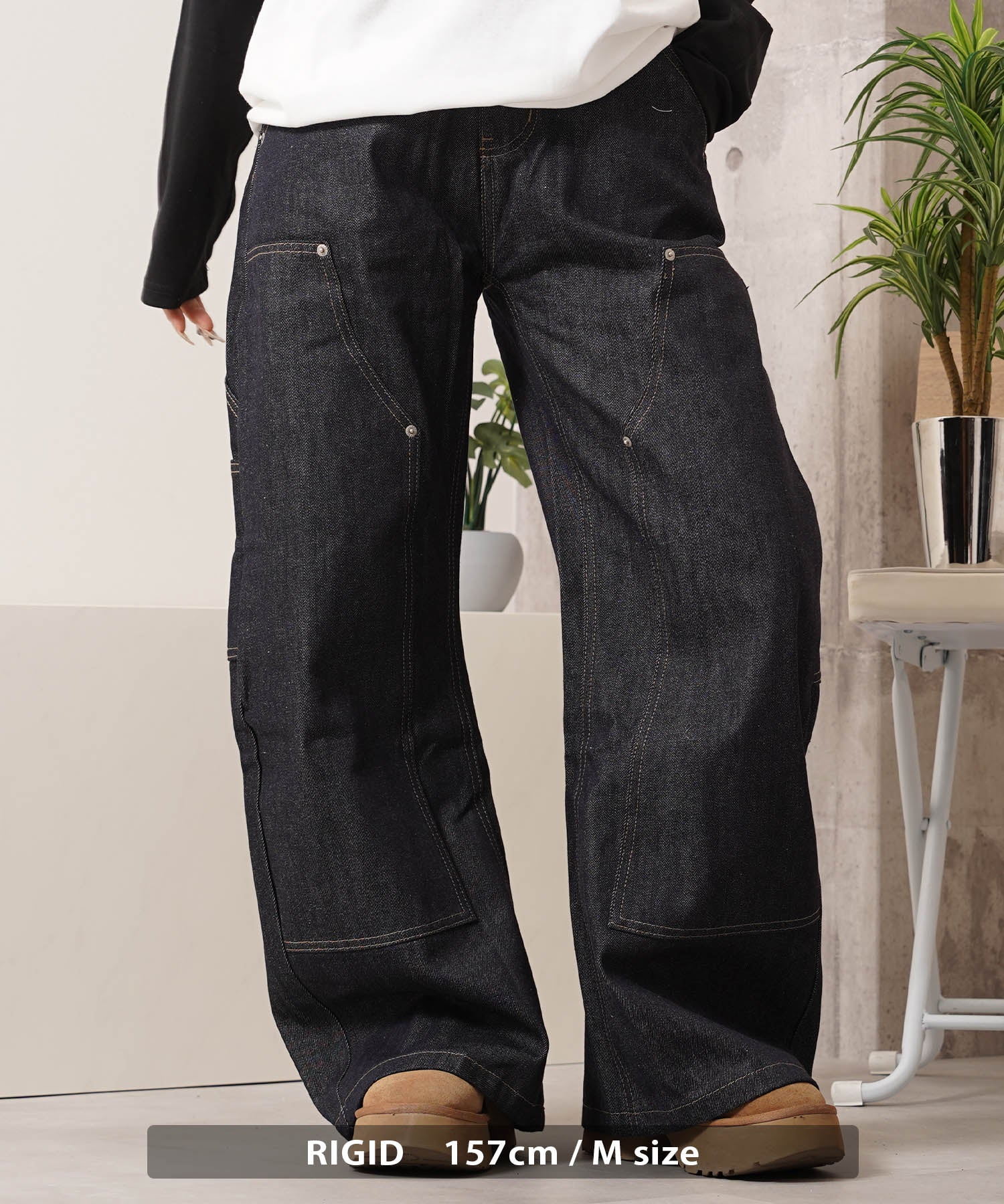 ワンフォークロージング 1111clothing リジットデニム ダブルニー バレルレッグパンツ (RIGID) RIGID