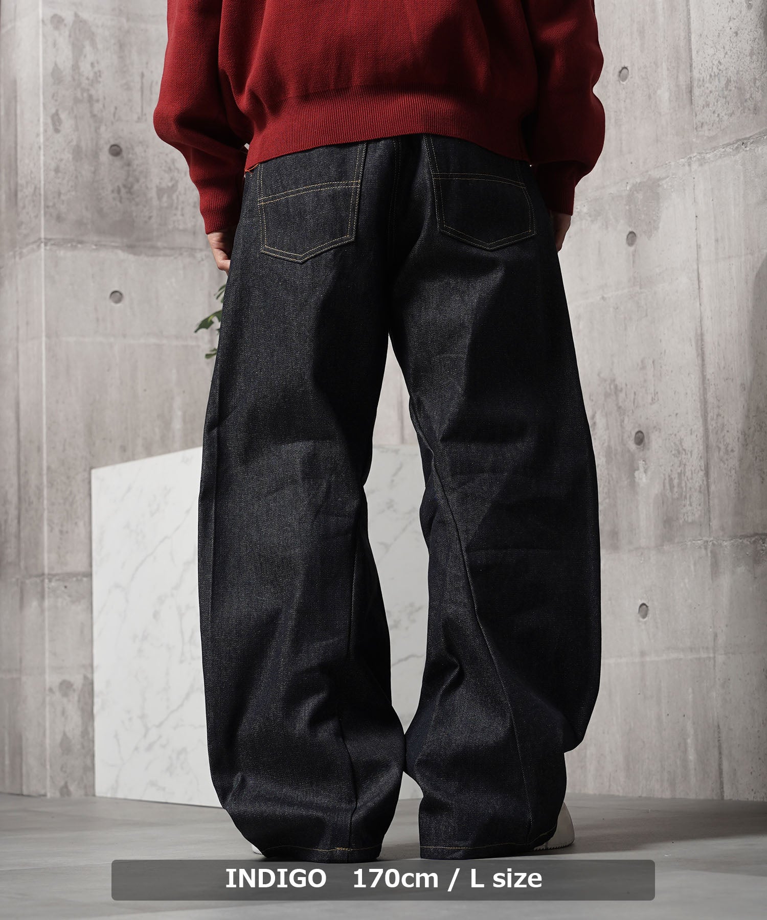 ワンフォークロージング 1111clothing デニム バギーカーブパンツ (BLACK) BLACK