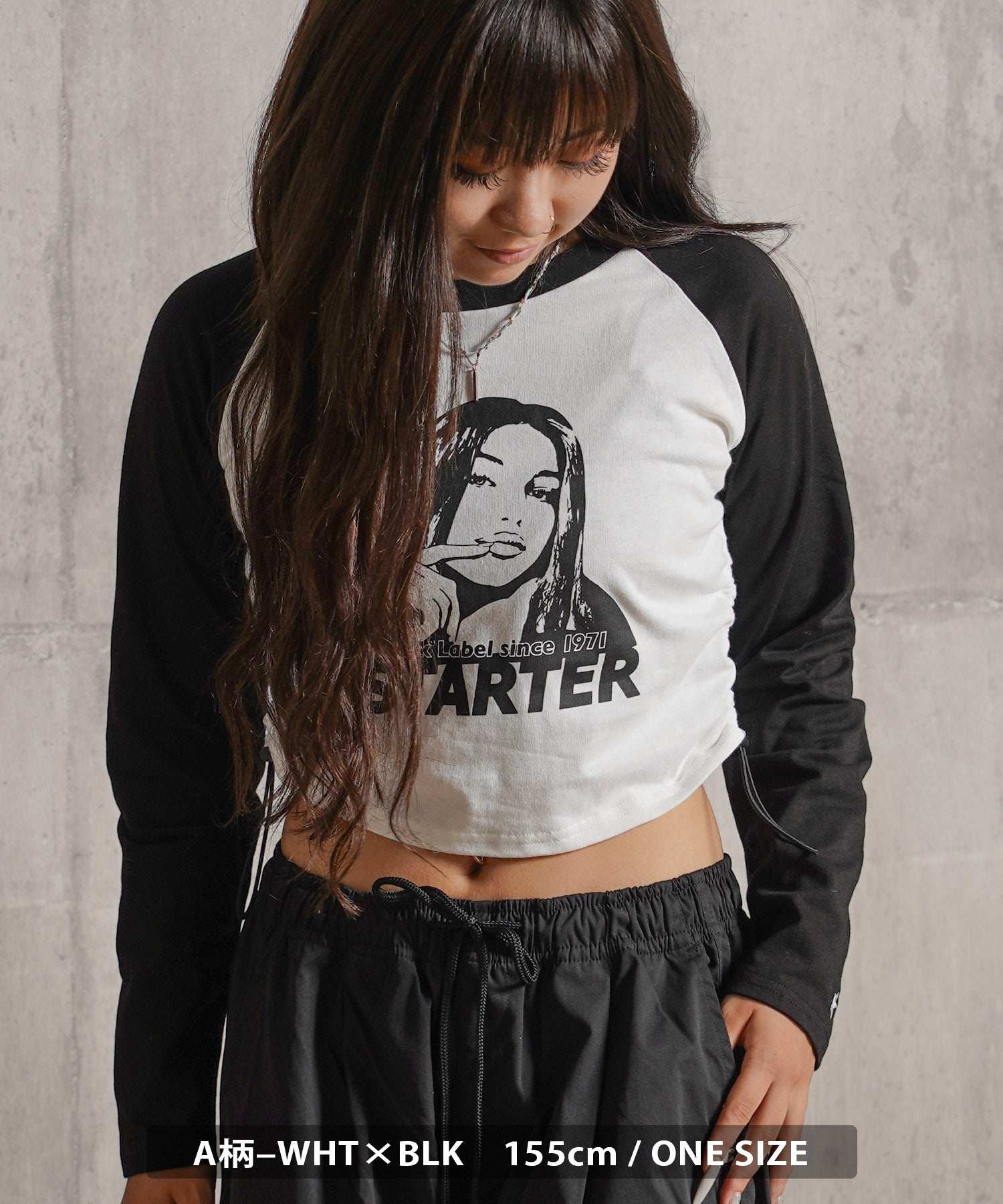 ワンフォークロージング 1111clothing STARTER / シャーリング ショート丈 ラグラン L/S Tシャツ