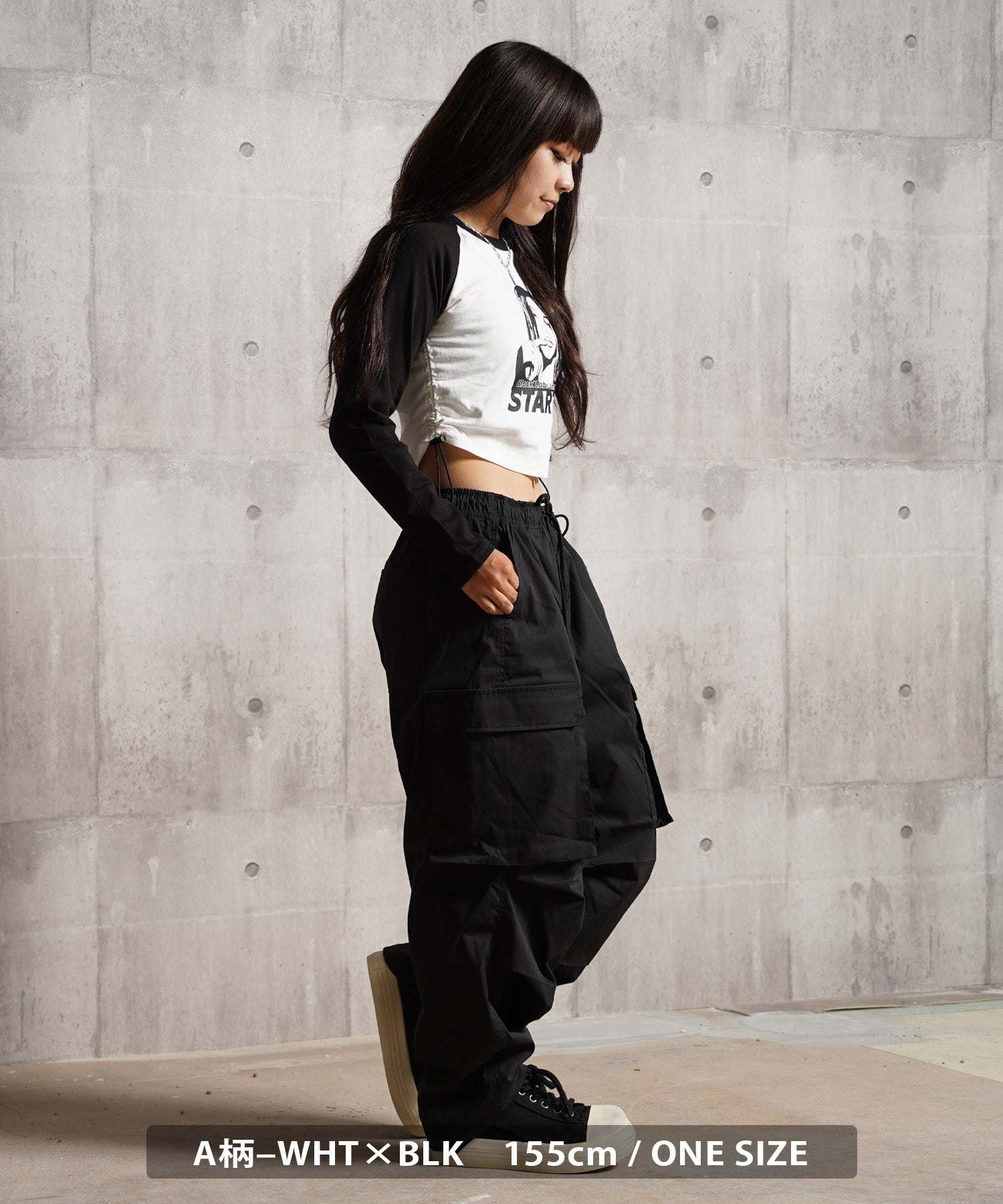 ワンフォークロージング 1111clothing STARTER / シャーリング ショート丈 ラグラン L/S Tシャツ