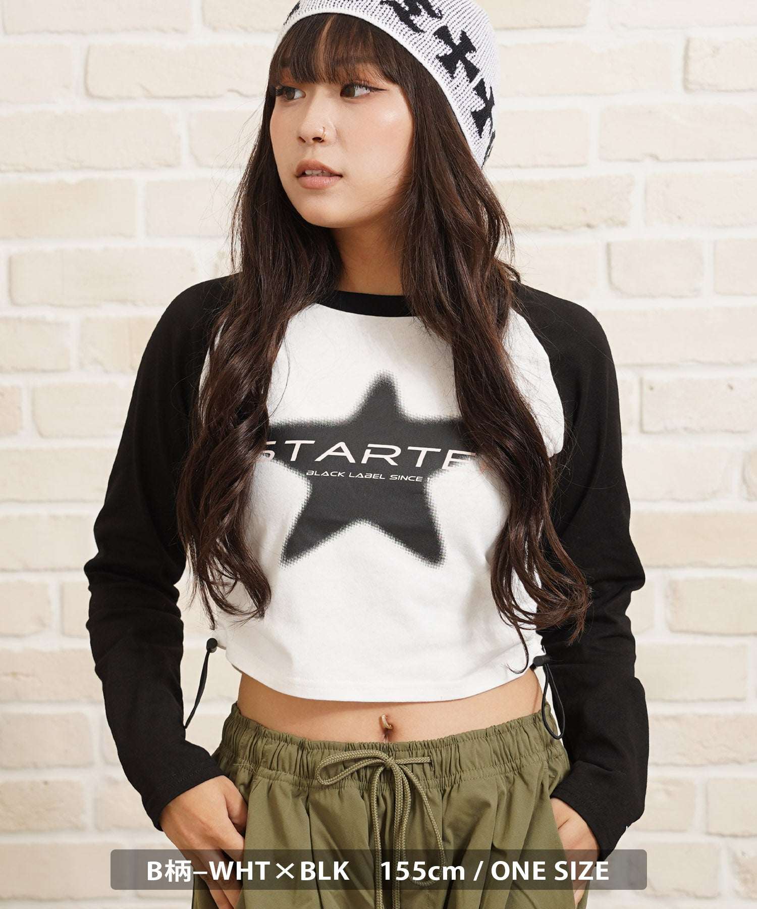 ワンフォークロージング 1111clothing STARTER / シャーリング ショート丈 ラグラン L/S Tシャツ