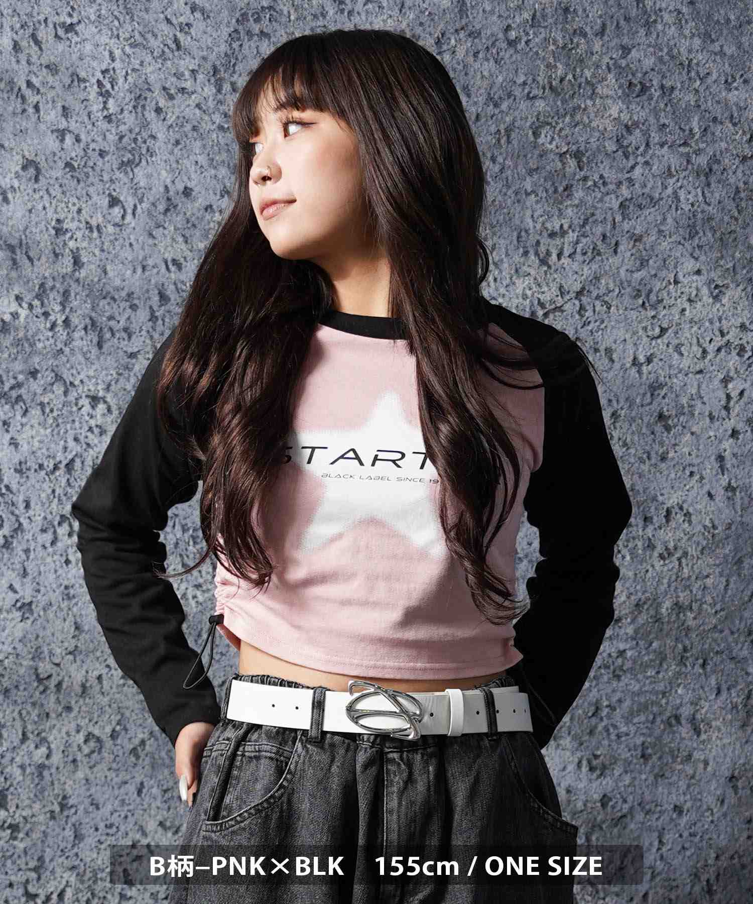 ワンフォークロージング 1111clothing STARTER / シャーリング ショート丈 ラグラン L/S Tシャツ