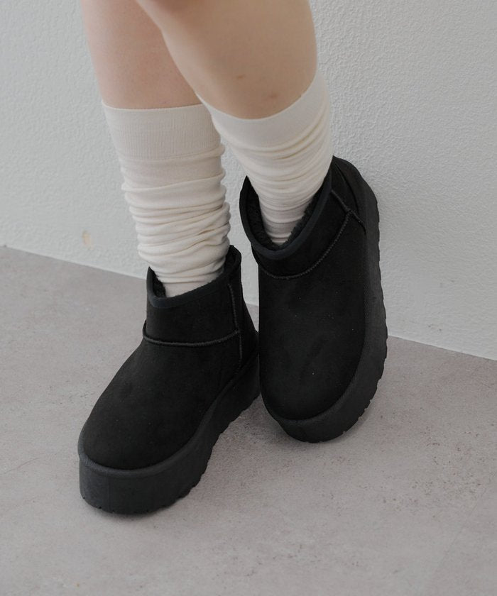 ナイスクラップ NICE CLAUP フェイクムートンショートブーツ (BK) BK