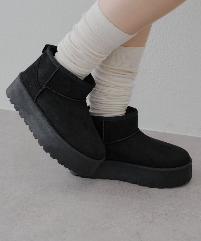 ナイスクラップ NICE CLAUP フェイクムートンショートブーツ (BK) BK