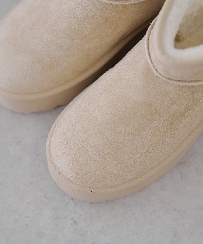 ナイスクラップ NICE CLAUP フェイクムートンショートブーツ (BK) BK