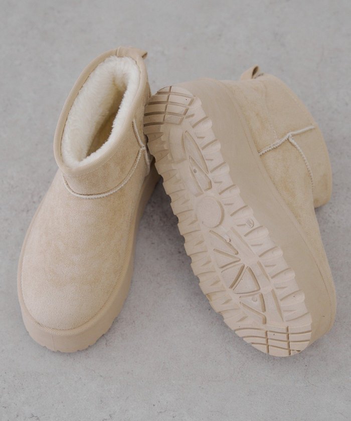 ナイスクラップ NICE CLAUP フェイクムートンショートブーツ (BK) BK