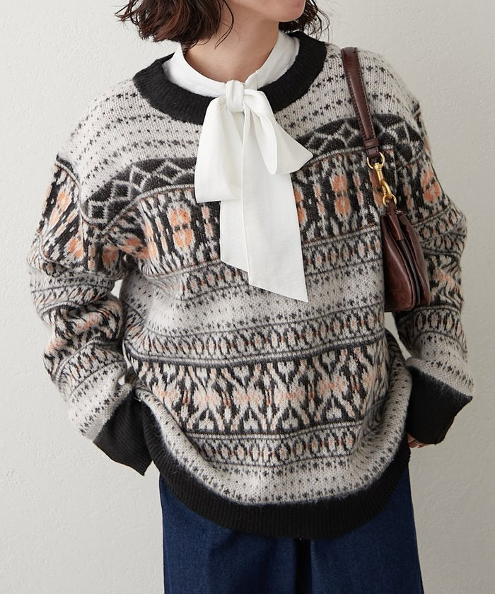 ナイスクラップ NICE CLAUP 【NUNIFE】超起毛チロリアンニット (BK) BK