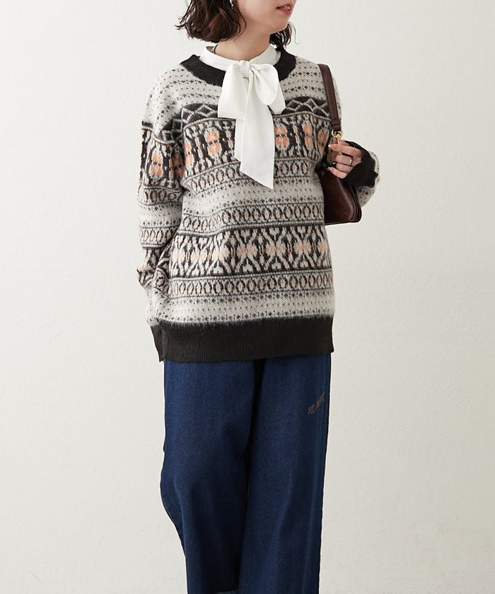 ナイスクラップ NICE CLAUP 【NUNIFE】超起毛チロリアンニット (BK) BK