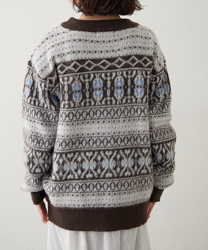 ナイスクラップ NICE CLAUP 【NUNIFE】超起毛チロリアンニット (BK) BK