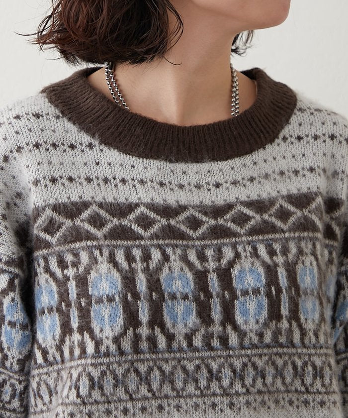 ナイスクラップ NICE CLAUP 【NUNIFE】超起毛チロリアンニット (BK) BK