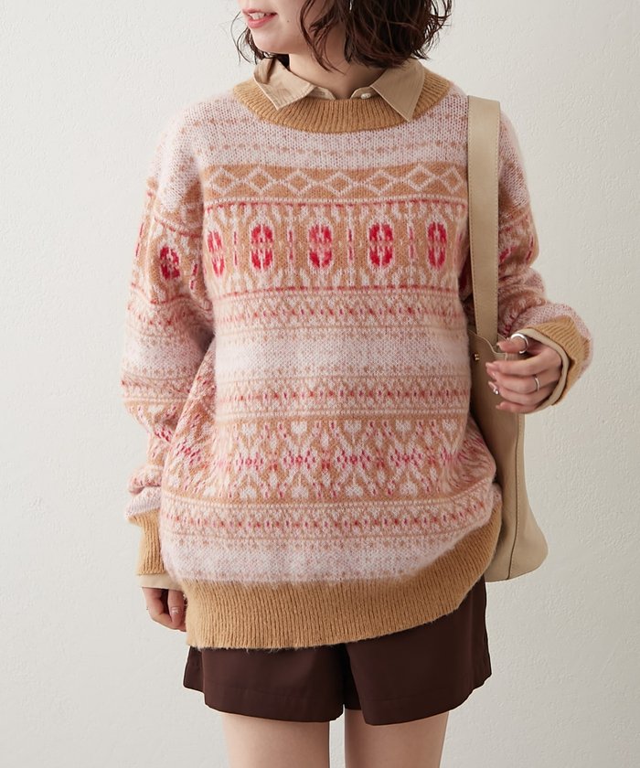 ナイスクラップ NICE CLAUP 【NUNIFE】超起毛チロリアンニット (BK) BK