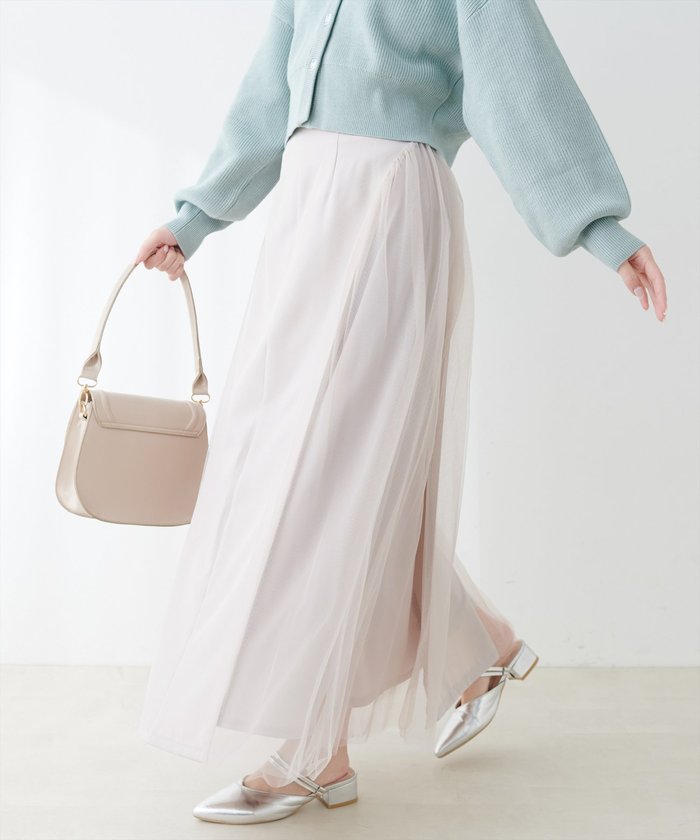 ナイスクラップ NICE CLAUP 【natural couture】チュールコンビスカート (GBE) GBE