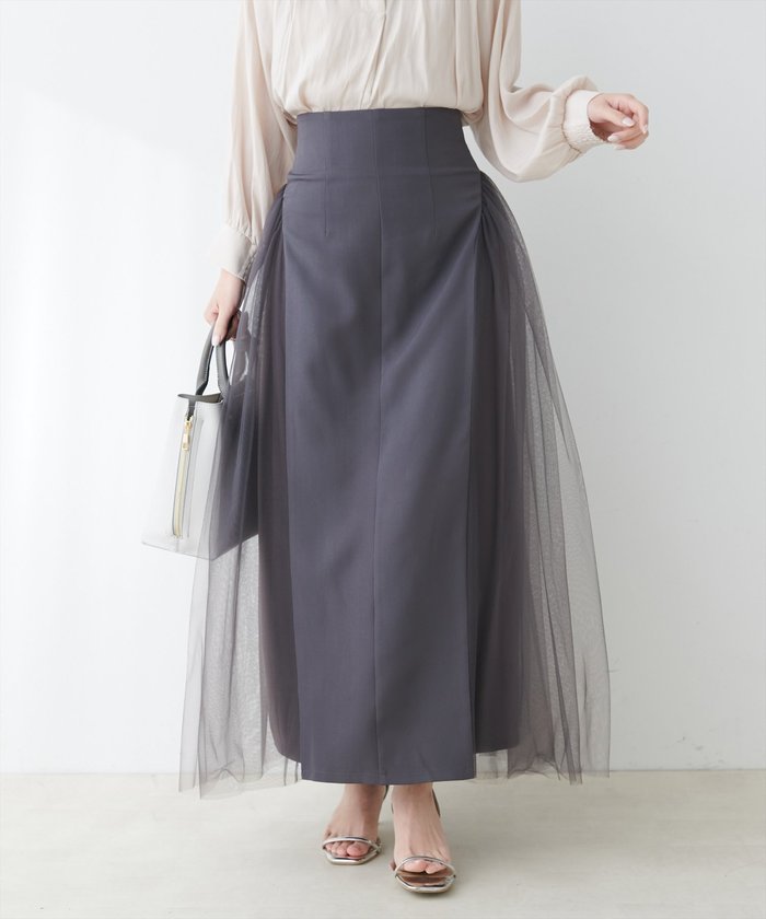 ナイスクラップ NICE CLAUP 【natural couture】チュールコンビスカート (GBE) GBE