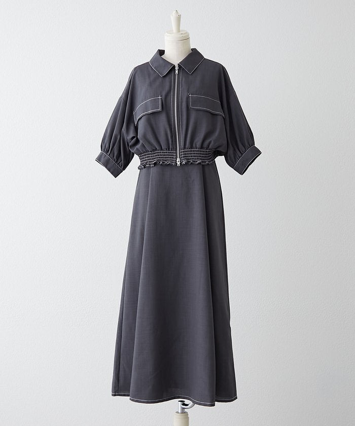 ナイスクラップ NICE CLAUP 裾シャーリングJK+キャミOPSET (BE) BE