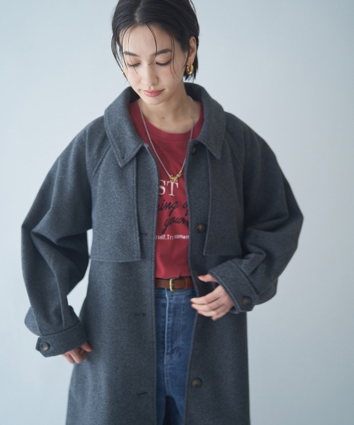 ナイスクラップ NICE CLAUP 【WEB先行販売】アレンジカラーロングコート (BK) BK