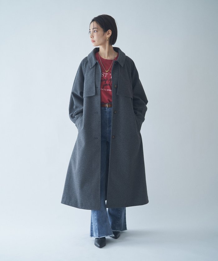 ナイスクラップ NICE CLAUP 【WEB先行販売】アレンジカラーロングコート (BK) BK