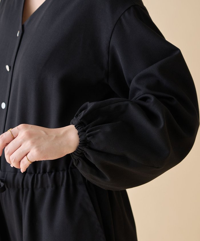 ナイスクラップ NICE CLAUP 【nane】《サイズ展開有》ボリュームスリーブオールインワン (BK) BK