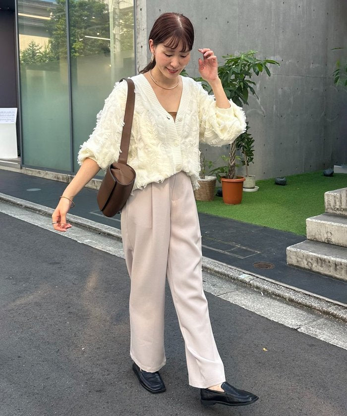 ナイスクラップ NICE CLAUP 【NAO】フリンジVネックカーディガン (IVY) IVY