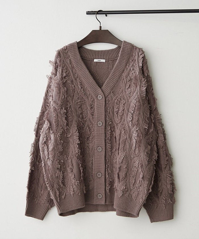 ナイスクラップ NICE CLAUP 【NAO】フリンジVネックカーディガン (IVY) IVY