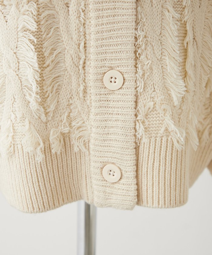 ナイスクラップ NICE CLAUP 【NAO】フリンジVネックカーディガン (IVY) IVY