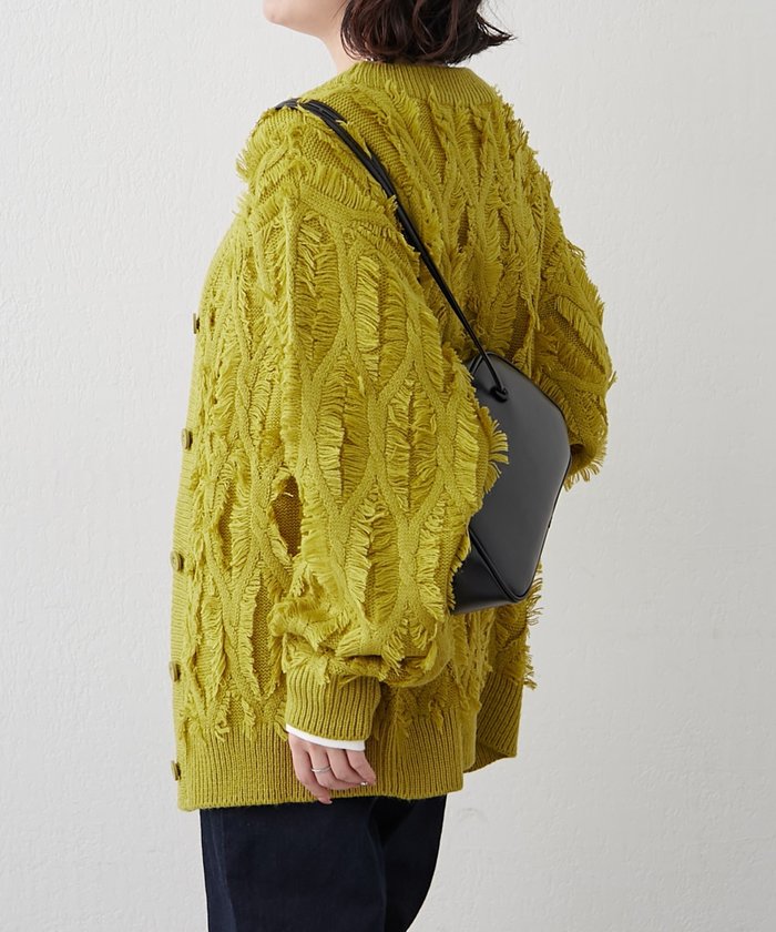 ナイスクラップ NICE CLAUP 【NAO】フリンジVネックカーディガン (IVY) IVY